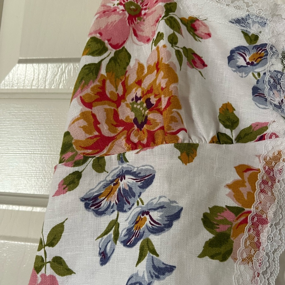 Reformation Rosalie Linen Top white lace floral tie square summer hot flirty - Picture 11 of 11